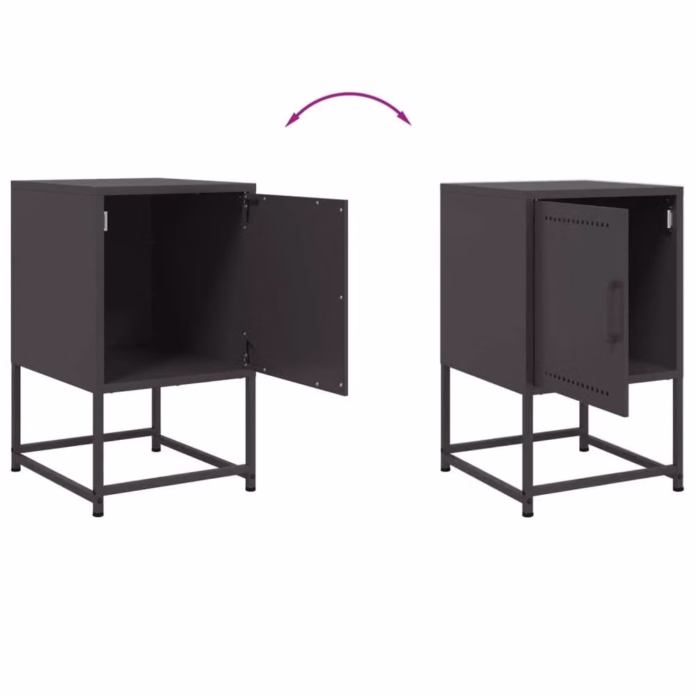 Berkfield Home Set of 2 Industrial Black Metal Bedside Cabinets, W/D/H: 36 x 39 x 60.5 cm – 4