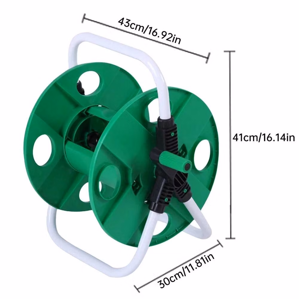 VOGREX Portable Green Freestanding Garden Hose Reel Trolley Cart – 4