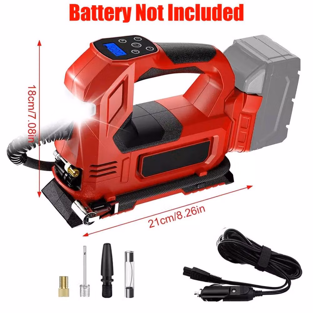 Ventryn Cordless Digital Air Compressor for 18V Battery, Red – 2