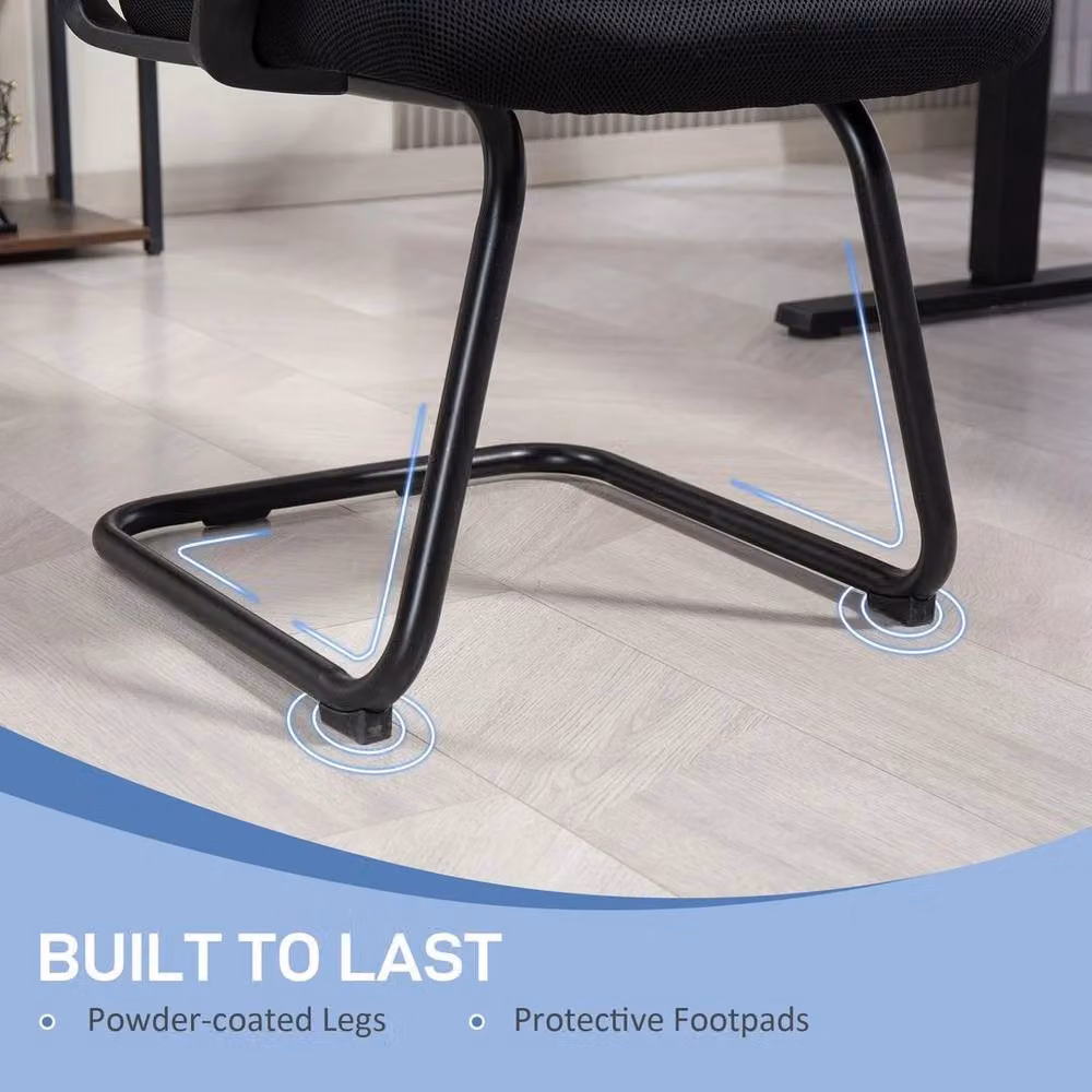 NESTLUNE Black Fabric Meeting and Conference Office Chair with Armrests – 3