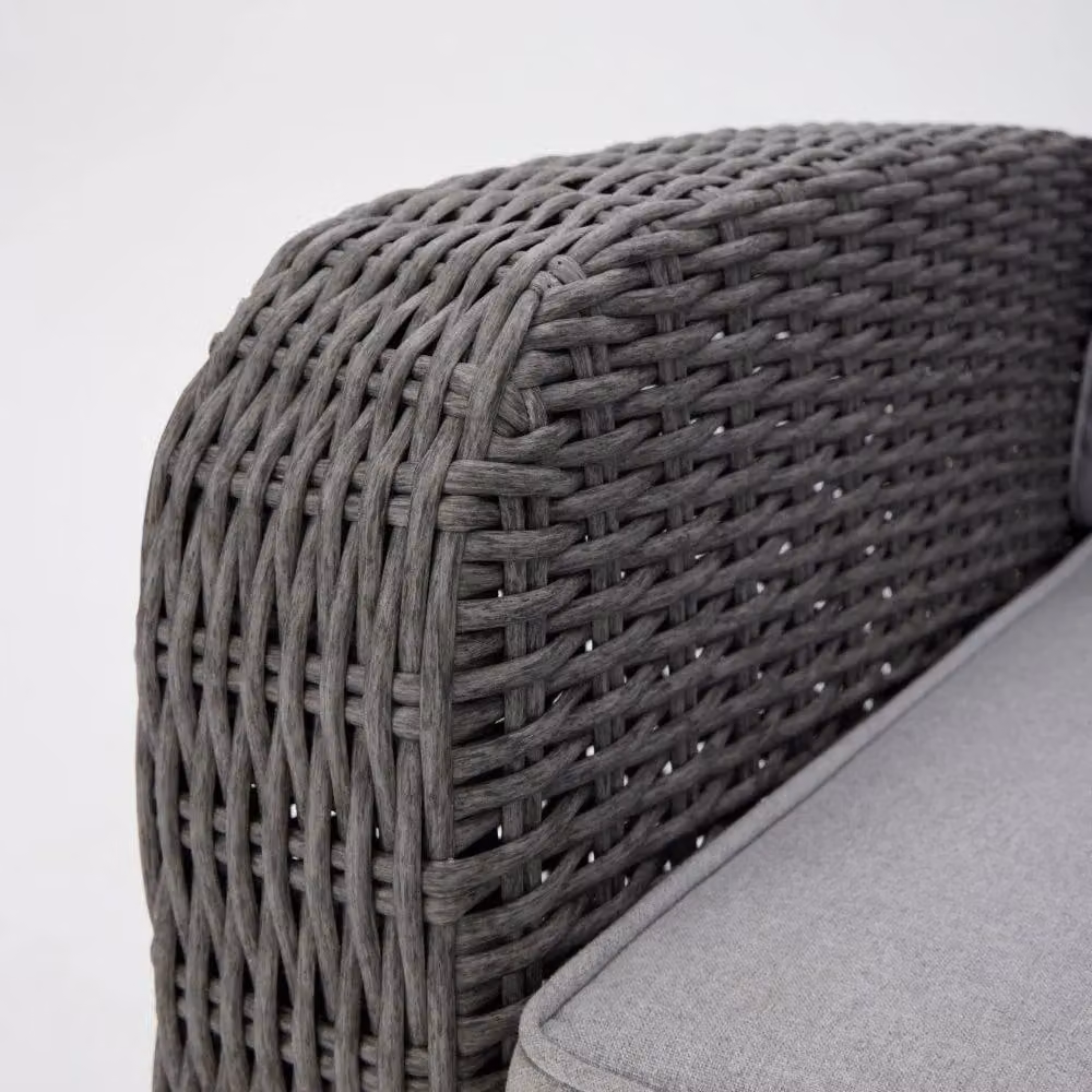Home Detail Hadley L-Shape 5 Seater Rattan Garden Sofa Set with Fire Pit Table in Grey – 3