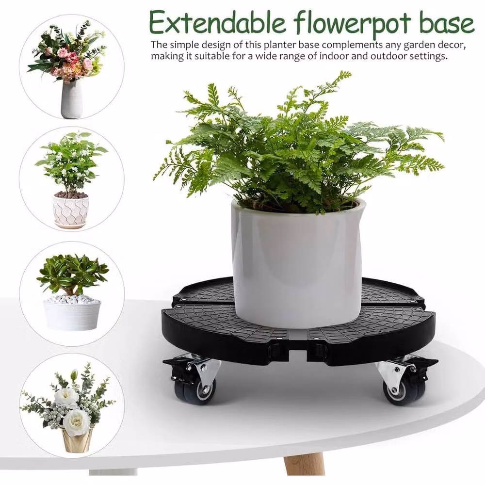 PAWNORA 2-Pack Rotating Pot Caddy Dolly Mover Trolley for Planters, Black – 4