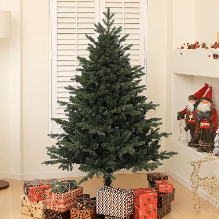 HOMCOM 5ft Artificial Spruce Christmas Tree with 1121 Branch Tips and Foldable Steel Base, Green