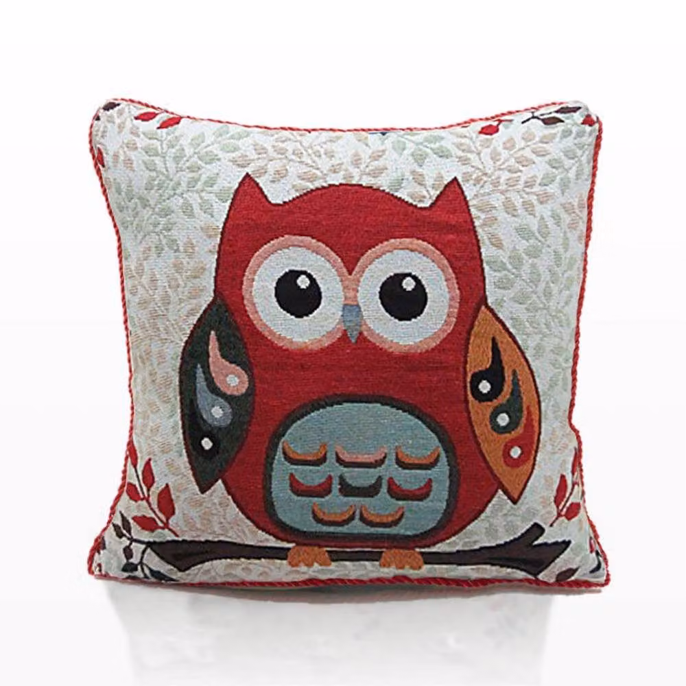 Luxury Living Whimsical Owl Tapestry Velvet Cushion Set of 4, Multicolour, W/D/H: 45 x 45 x 45 cm – 4
