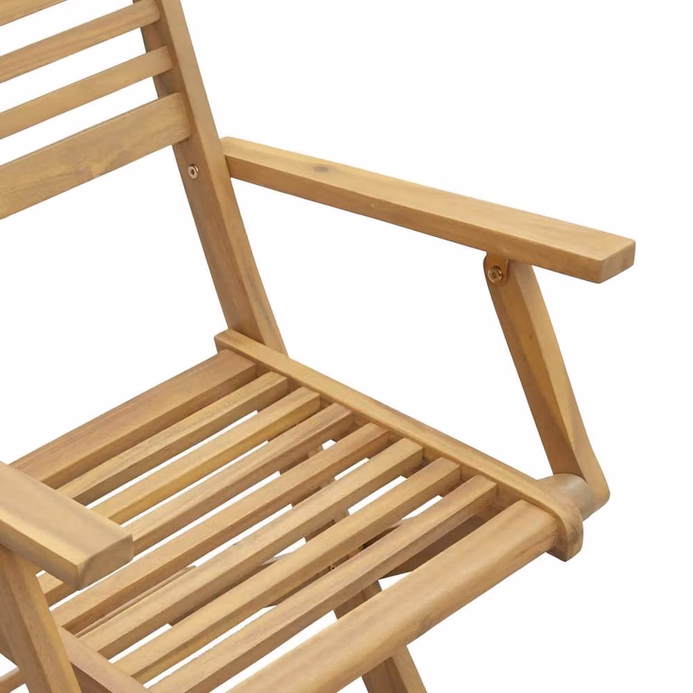 Berkfield Home Set of 2 Folding Garden Chairs in Brown Acacia Wood, W/D/H: 54.5 x 61.5 x 86.5 cm – 3