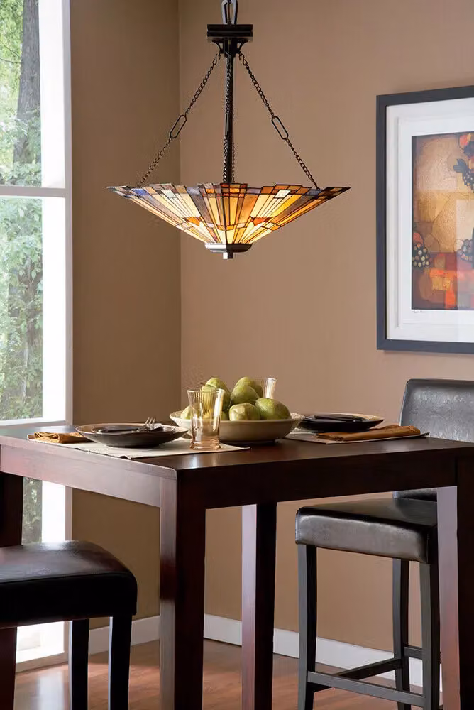 Loops 3 Bulb Ceiling Pendant Light Fitting in Valiant Bronze with Multicolour Glass and Metal Design, E27 100W LED Compatible – 2