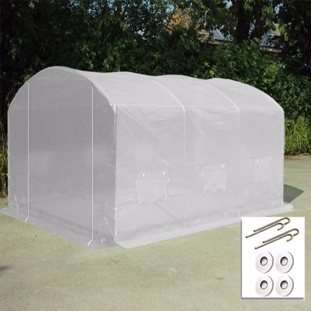 Crocodile Trading Ltd Pro Max Poly Tunnel Greenhouse with Anchor Kit, Green and White, W: 4 m, D: 3.5 m