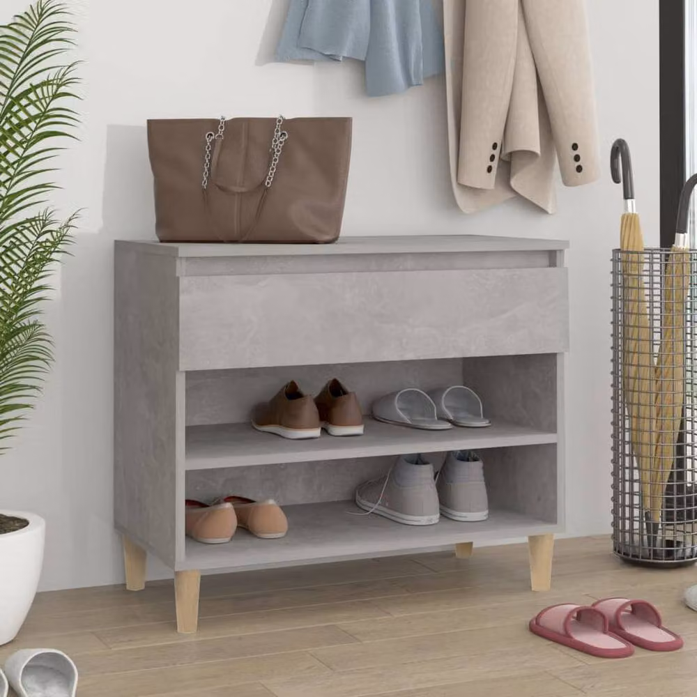 Berkfield Home Shoe Cabinet in Concrete Grey, W/D/H: 70 x 36 x 60 cm – 2