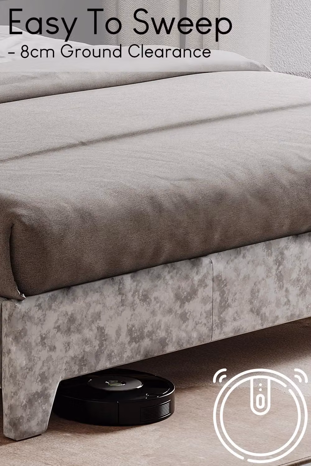 Vida Designs Victoria King Size Bed Frame in Silver Velvet Fabric with Storage W/D/H: 180 x 200 cm – 3