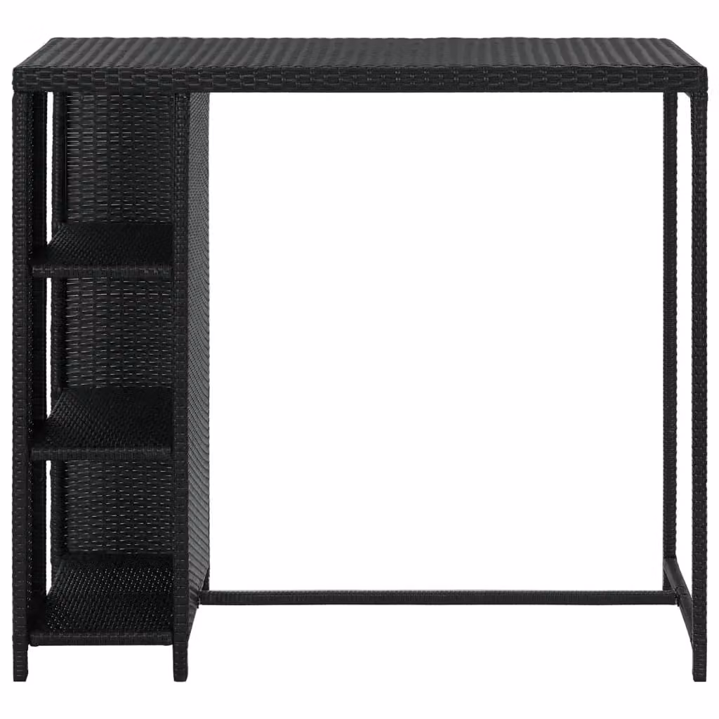 Berkfield Home Black Poly Rattan Bar Table with Storage Rack, W: 120 cm, D: 60 cm, H: 110 cm – 2