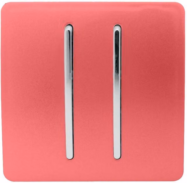 Trendi 2 Gang Combination Flush Light Switch (1x 2 Way & 1x Intermediate) in Red