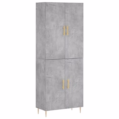 vidaXL Highboard in Concrete Grey with Hinged Doors and Internal Shelves, W/D/H: 69.5 x 34 x 180 cm