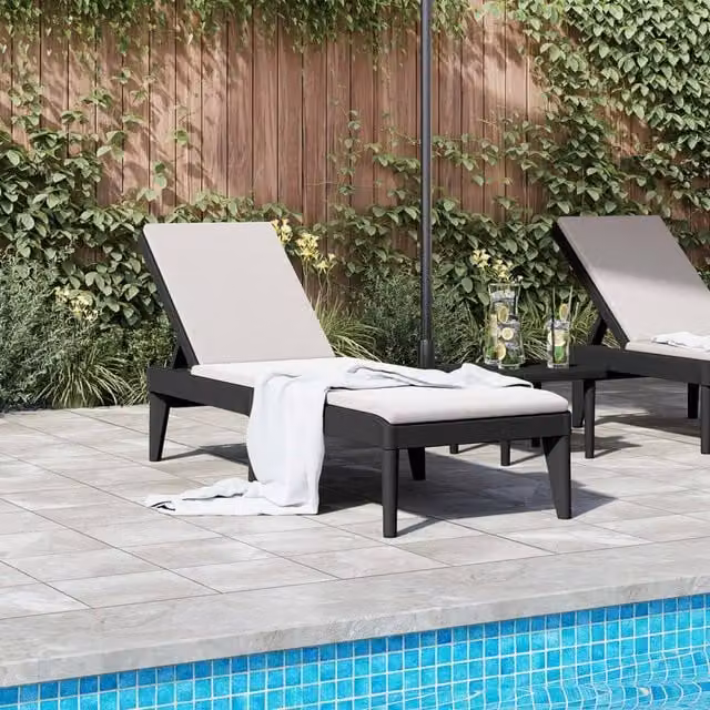Berkfield Home Anthracite Sun Lounger in Dark Grey, W/D/H: 186 x 60 x 29 cm