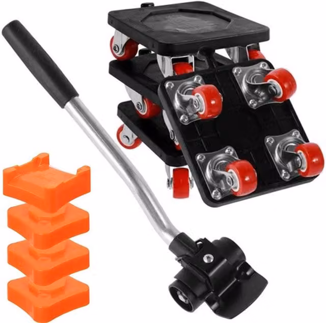 Nordara 4-Piece Heavy Duty Furniture Mover Tool Set with 880lb Lifter in Black – 1