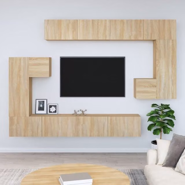 Berkfield Home Wall-mounted TV Cabinet in Sonoma Oak Brown Engineered Wood – 1