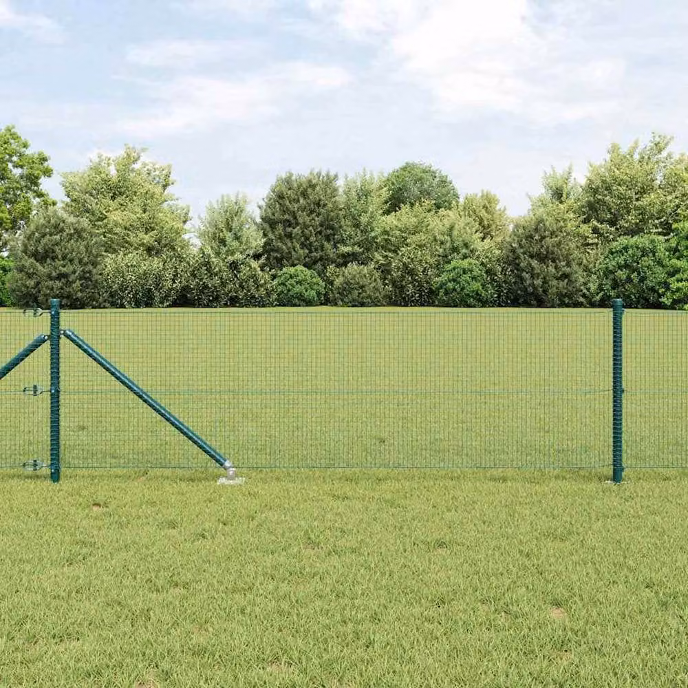 Berkfield Home Green Steel Welded Wire Fence with 13 In-Ground Spike Posts, W: 0.4 m x L: 50 m – 1
