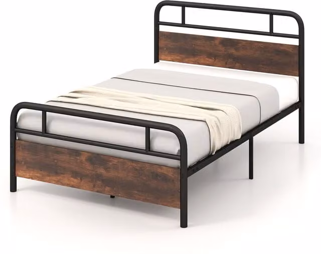 Costway Double Size Metal Bed Frame in Black, W/D/H: 140 x 200 cm