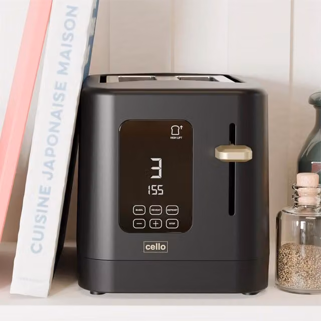Cello Overture 2 Slice Toaster with Digital Display and Timer, Black