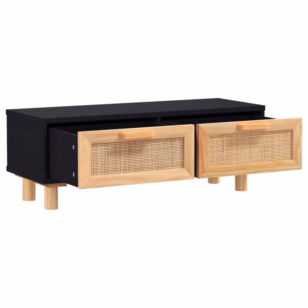 Berkfield Home Black Coffee Table in Engineered Wood and Solid Pine, W: 80 cm, D: 40 cm, H: 30 cm – 3