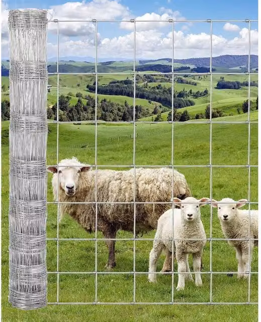 Kelvenix Galvanised Steel Farm Fence in Silver, H 1.2 m x W 100 m (Wire Width: 32 mm)