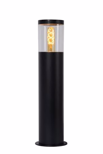 Lucide Fedor Black Metal Bollard Light with E27 Socket and IP44 Rating