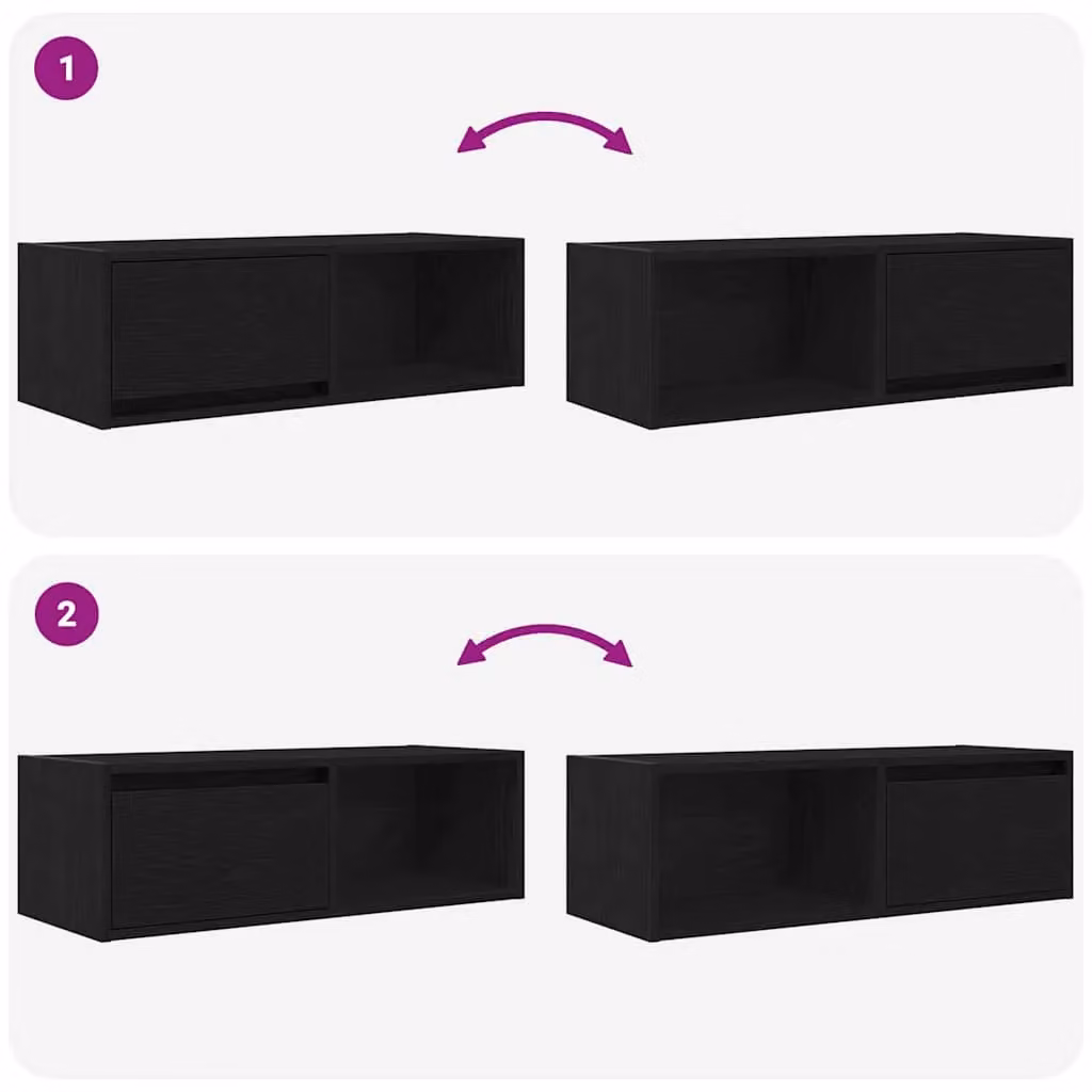 Berkfield Home Set of 2 Modern Black Oak TV Cabinets, W/D/H: 80 x 31 x 25.5 cm – 4