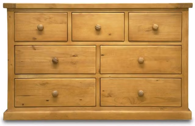 Archers Langdale 3 over 4 Drawer Rustic Pine Wooden Chest of Drawers in Brown
