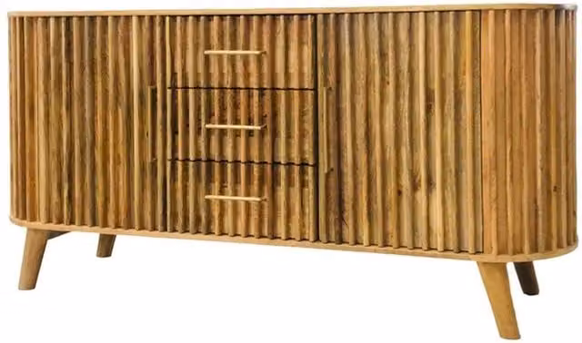 Jaipur Furniture Ltd Slated 2 Door 3 Drawer Sideboard in Brown Mango Wood, W164 x D45 x H80 cm