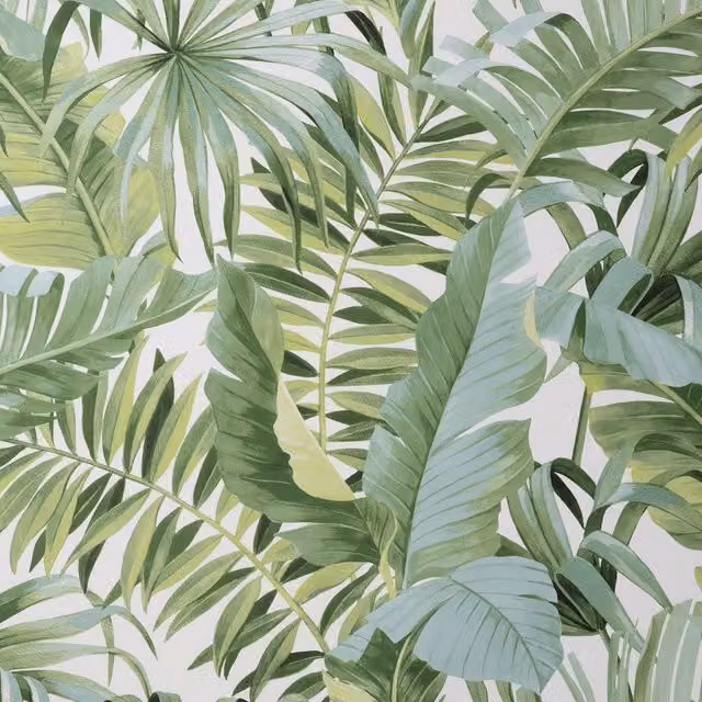 Fine Décor Maui Leaf Botanical Floral Wallpaper in Green Matt Paper