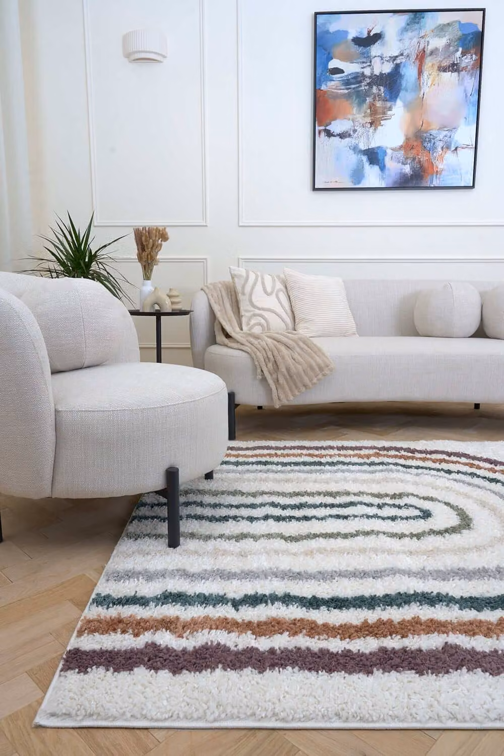 THE RUGS Moodi Rainbow Design Shaggy Soft High Pile Living Room Rug Runner, Multicolour, W: 80 cm, L: 150 cm – 2