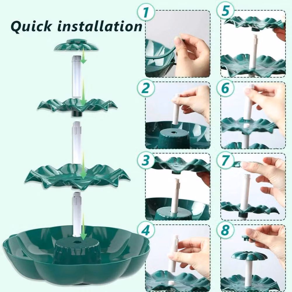 FLAVORA Solar Birdbath Fountain in Green with 6.5W Power and 1200mAh Rechargeable Battery, W/D: 100 x 100 cm – 3
