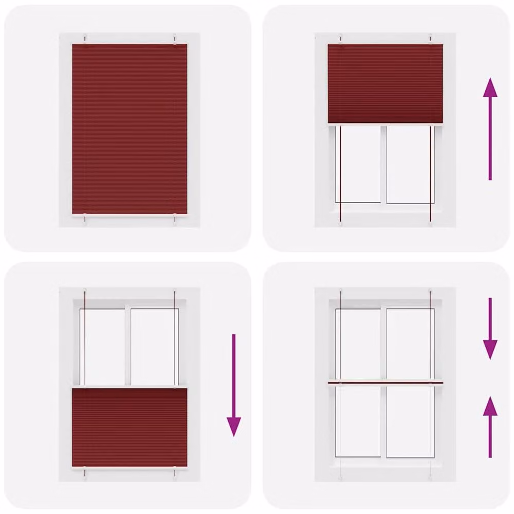 Berkfield Home Single Pleat Blind in Bordeaux Red Polyester, W: 90 cm, H: 150 cm – 3