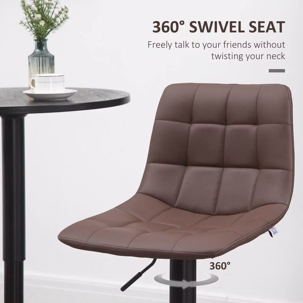 Wyld Haus Ninora Set of 2 Brown Tufted Faux Leather Swivel Bar Stools – 5