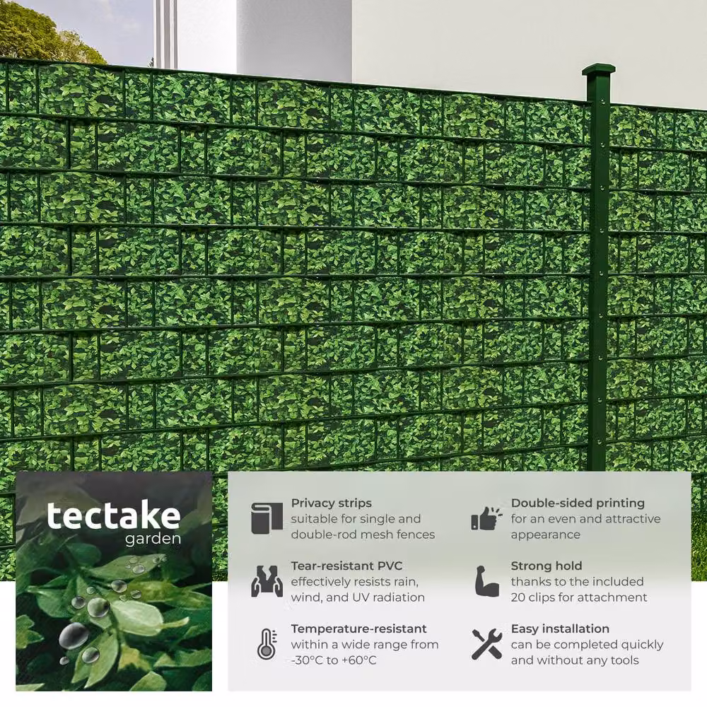 tectake Greenery Privacy Film in Green PVC with Clamp and Strip – 2