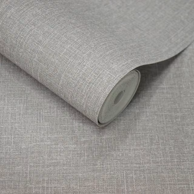 Grandeco Cirrus Plain Grey Scrubbable Wallpaper Roll