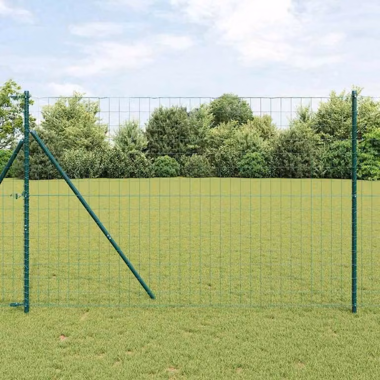 Berkfield Home Green Euro Fence with 7 Posts, Galvanised Steel, 1.5 x 10 m
