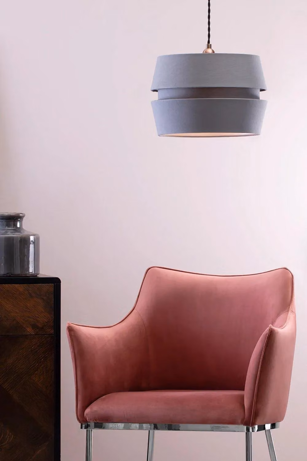 BHS Lighting Three Layer Easy Fit Cylinder Light Shade in Grey Fabric – 2