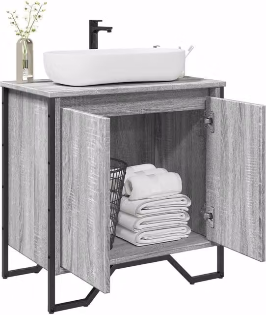 Berkfield Home Grey Sonoma Bathroom Sink Cabinet W/D/H: 60 x 35 x 60 cm