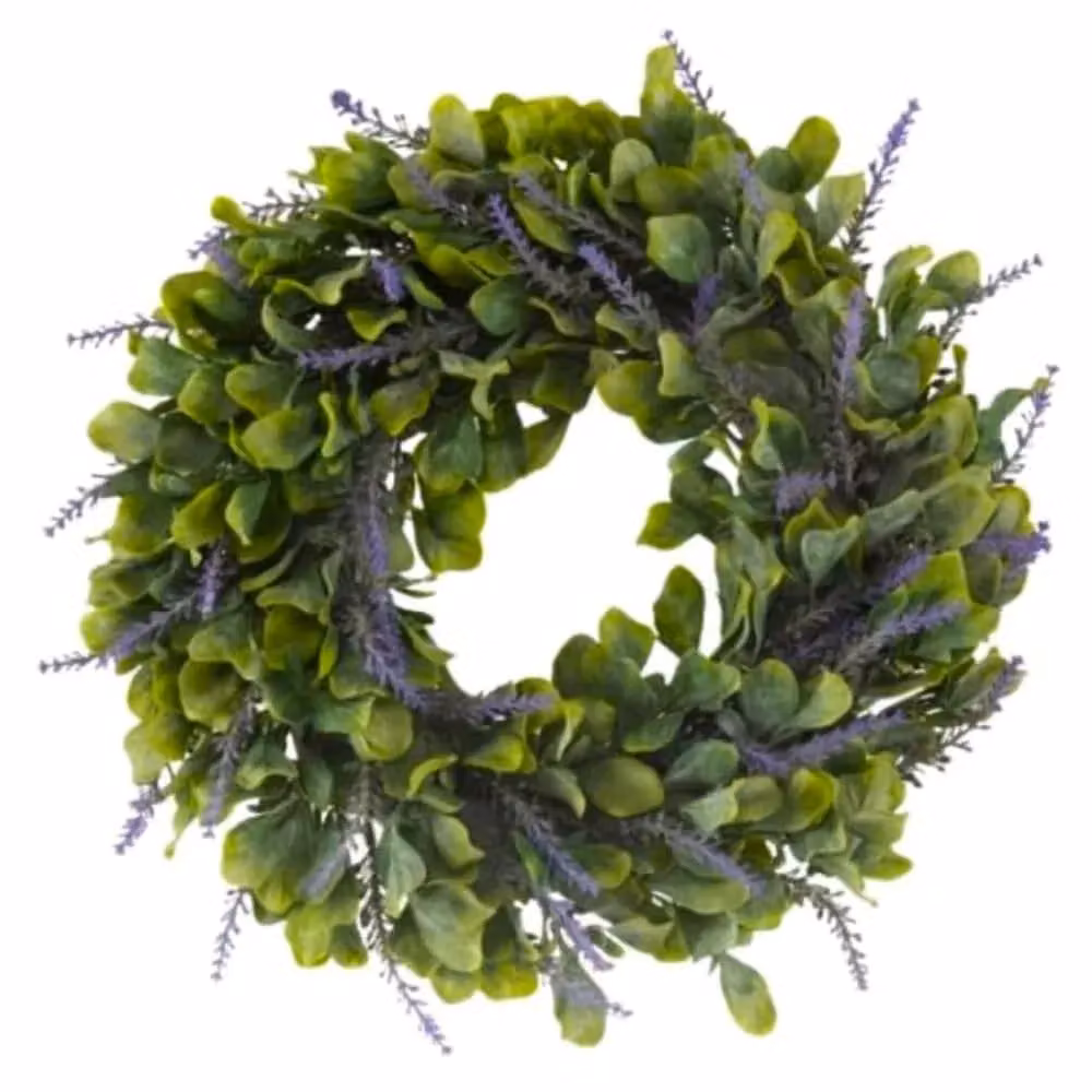 Marco Paul Round Artificial Lavender Floral Wreath in Green and Purple – 3