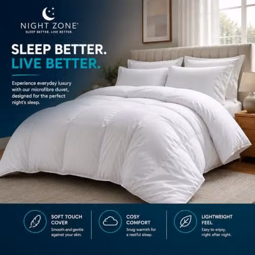 Nightzone King Size Microfibre All Season Quilt, 13.5 Tog, White – 8