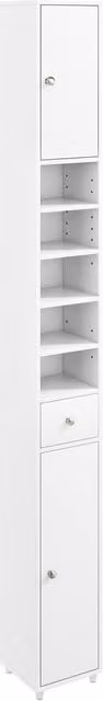 Costway Slim Freestanding Bathroom Tall Cabinet Storage Organiser in White