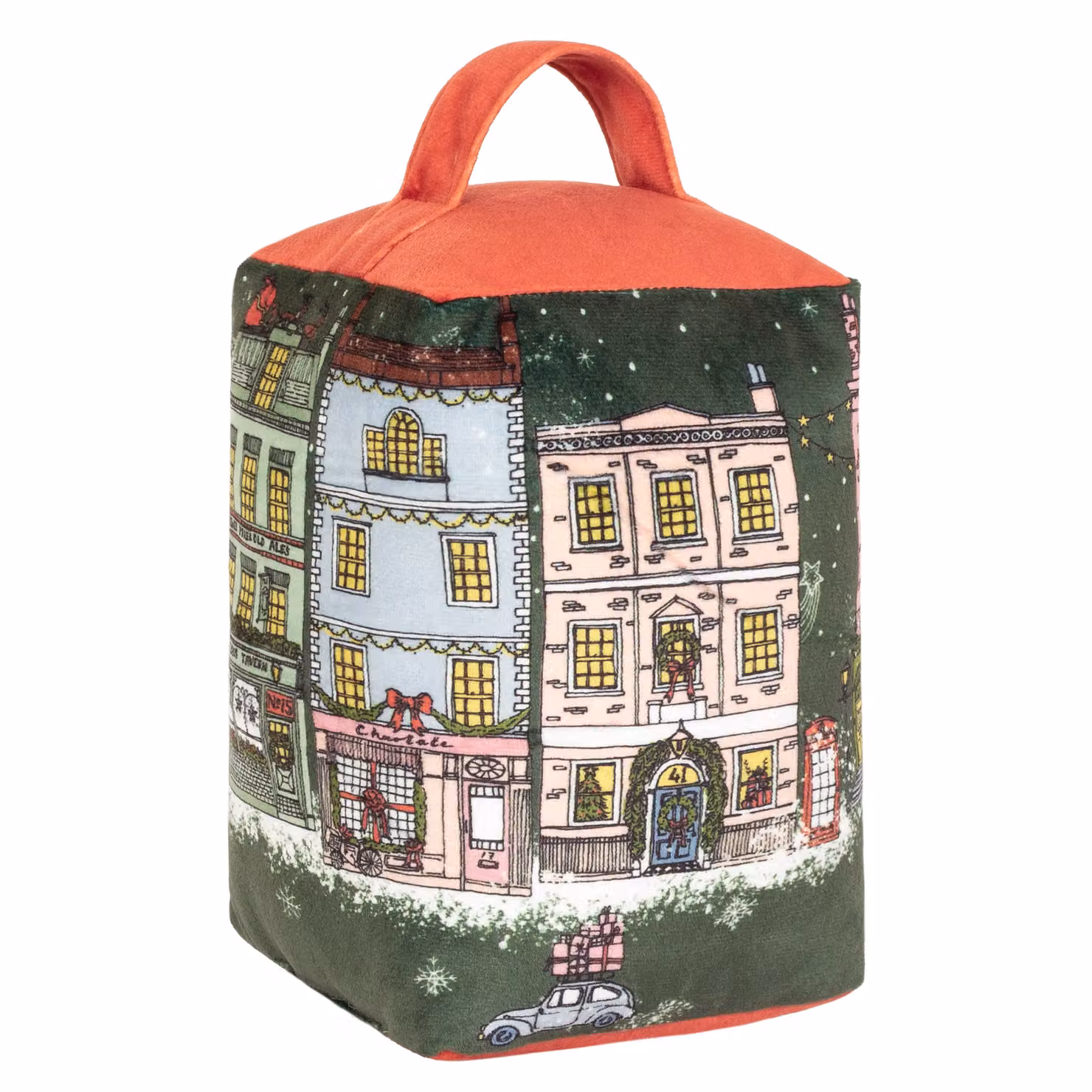 Riva Home Christmas Spirit Velvet Festive Novelty Door Stop in Red and Multicolour, W/D/H: 18 x 12 x 12 cm – 2