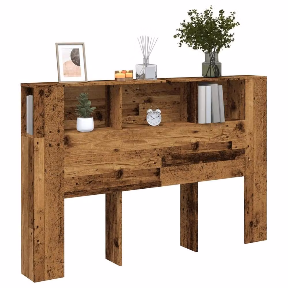 Berkfield Home Headboard Cabinet in Old Wood Brown, W/D/H: 160 x 18.5 x 103.5 cm – 1