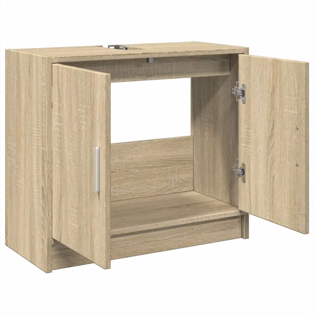 Berkfield Home Sonoma Oak Bathroom Sink Cabinet, Brown, W: 63 cm, D: 29 cm, H: 55 cm – 3