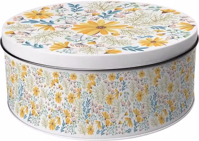 Purely Home Round Yellow Daisies Small Cake Tin, Multicoloured