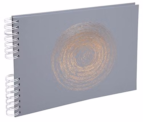 Exacompta Ellipse Spiral Photo Album, Grey Imitation Leather with Rose Gold Ellipse Marking, 150 Photos, 50 White Pages, W: 32 cm, H: 22 cm