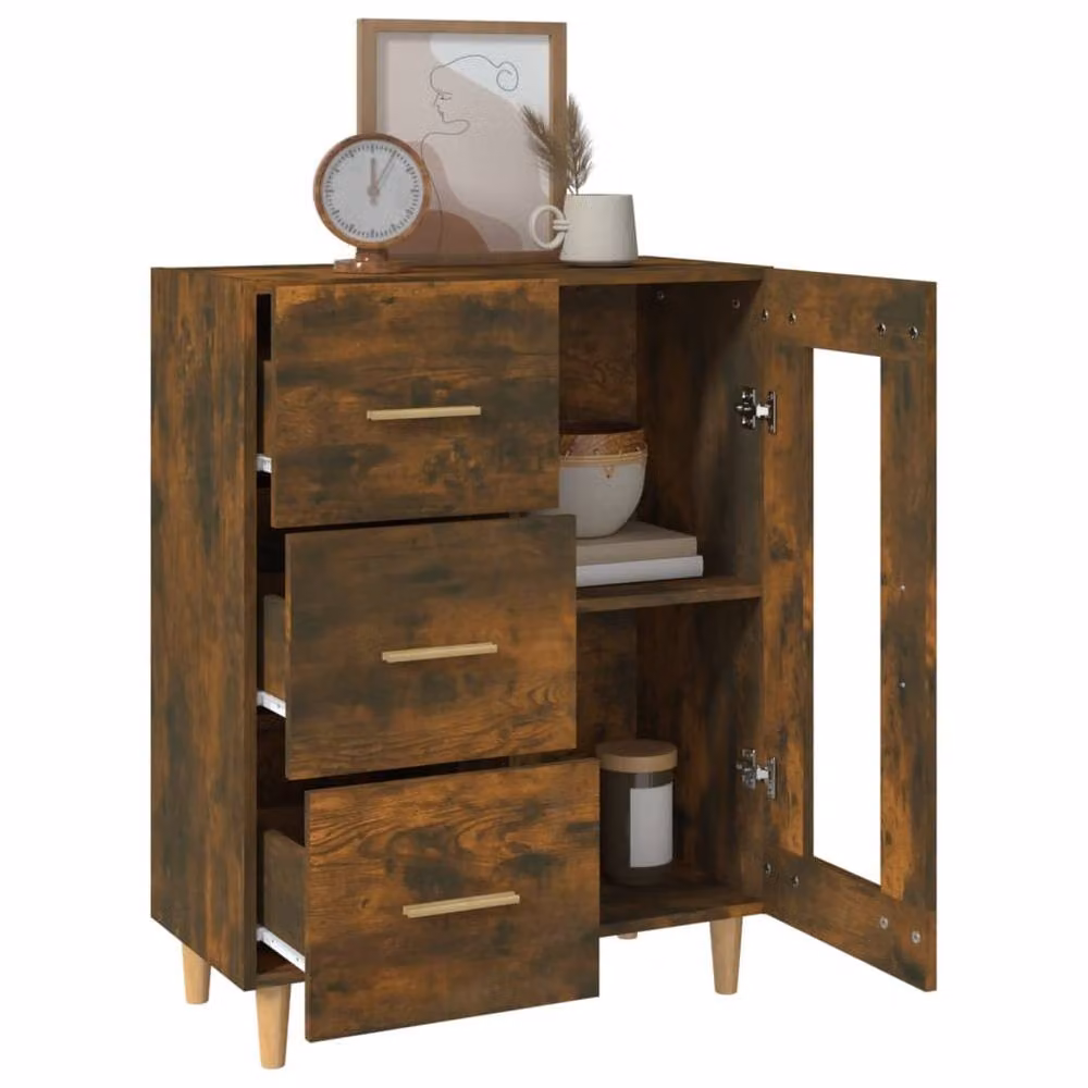 Berkfield Home Smoked Oak Sideboard in Brown, W/D/H: 69.5 x 34 x 90 cm – 3