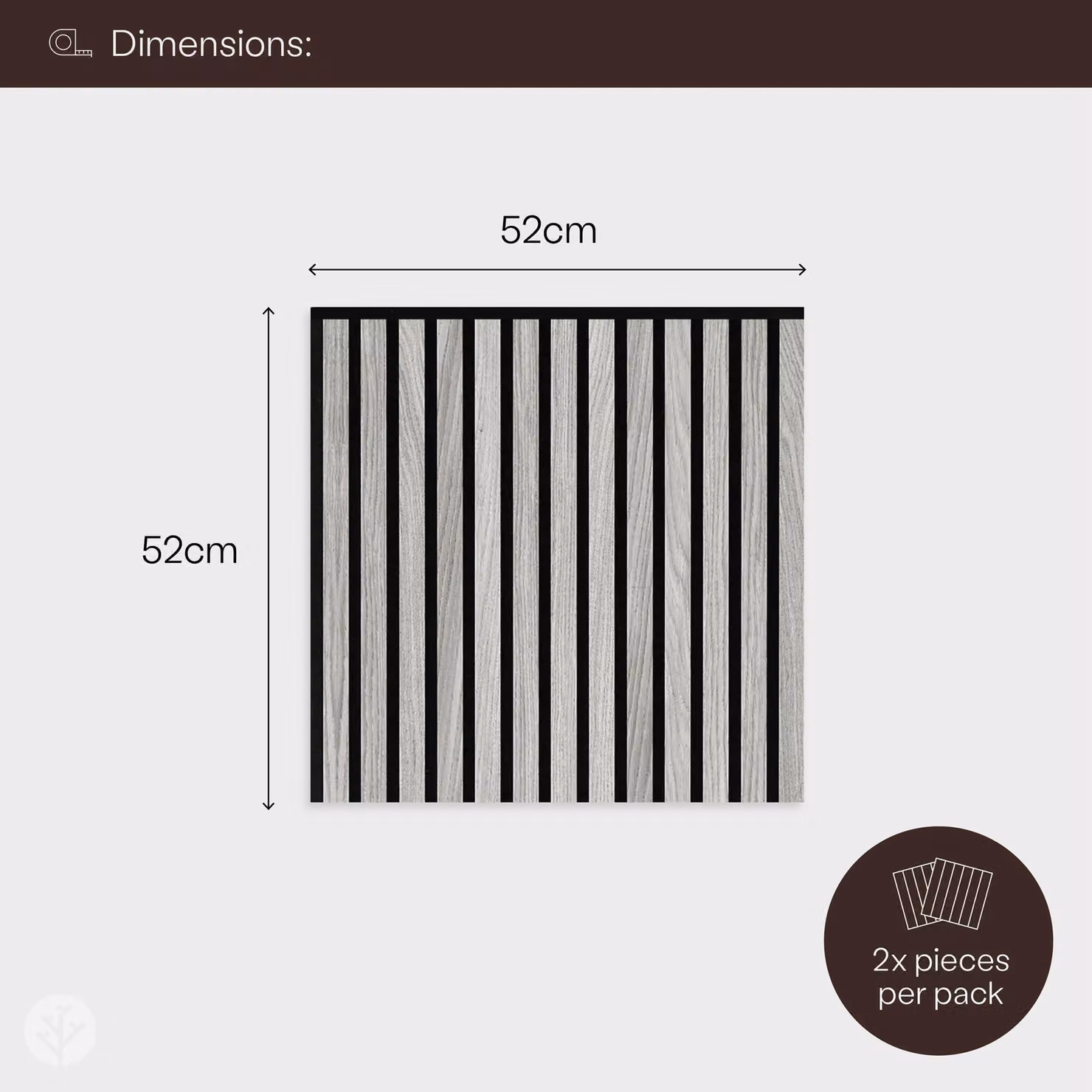 The Wood Veneer Hub WVH 2 Grey Oak Acoustic Wood Veneer Slatted Wall Panels, Mid Grey, 52 x 52 cm – 4