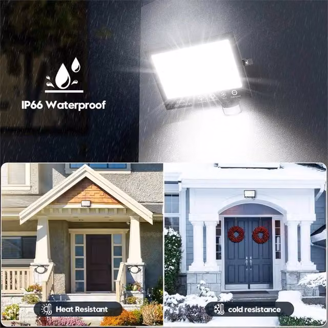 SPETLEK 200W LED Outdoor Garden Flood Light with Remote Control, Black