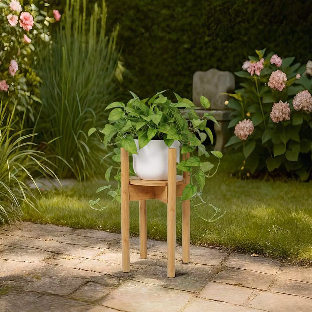 Levede Bamboo Adjustable Plant Stand in Natural Brown and Beige – 3